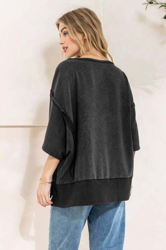Plus Washed Knit Terry Top