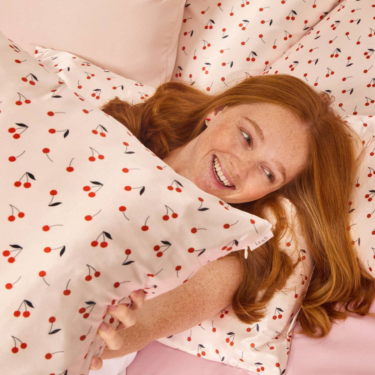 Satin Pillowcase Standard - Cherry Print