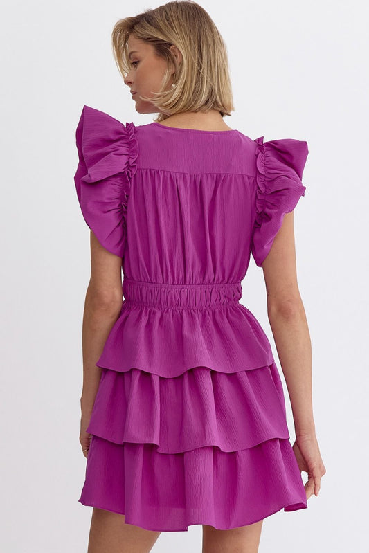 Ruffle Sleeve Mini Dress - 2 colors