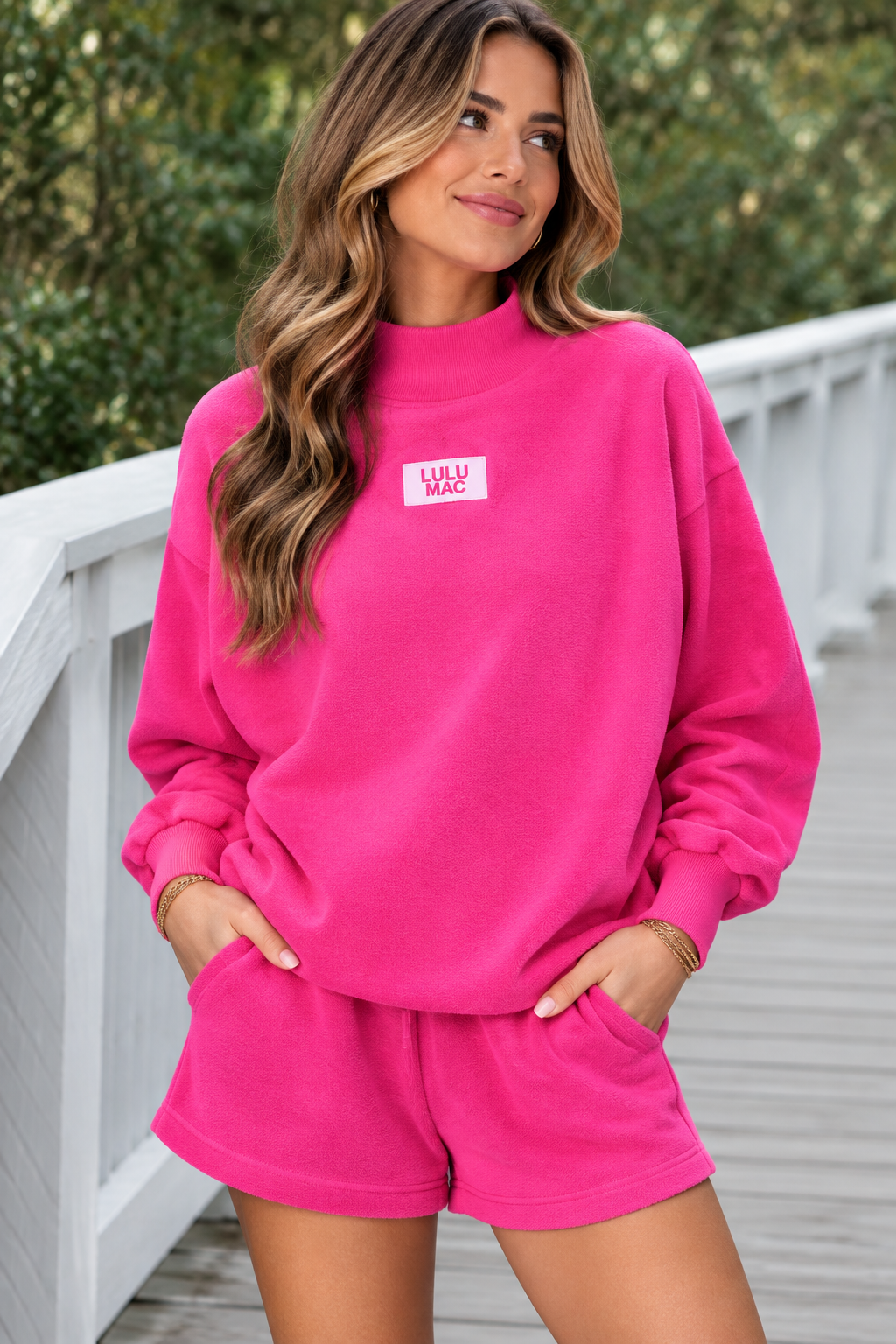 Lulu Mac Hot Pink Mock Neck