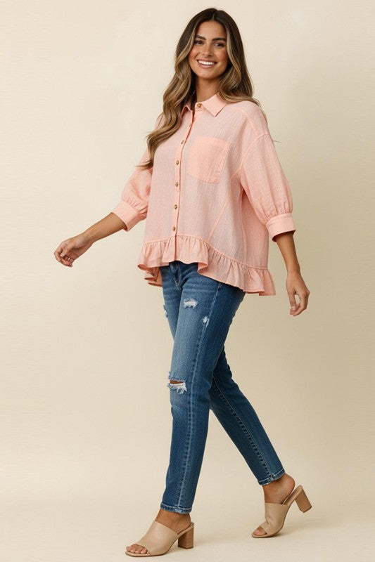 Collared Ruffle Top