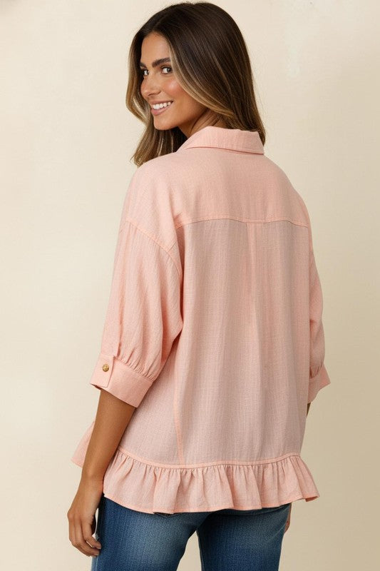 Collared Ruffle Top