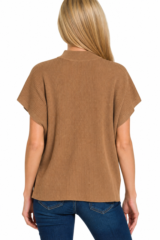 Zenana Mock Neck Short Sleeve Top
