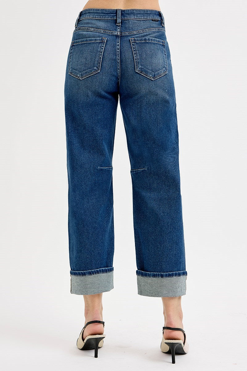 Barrel Cuffed Hem Jeans