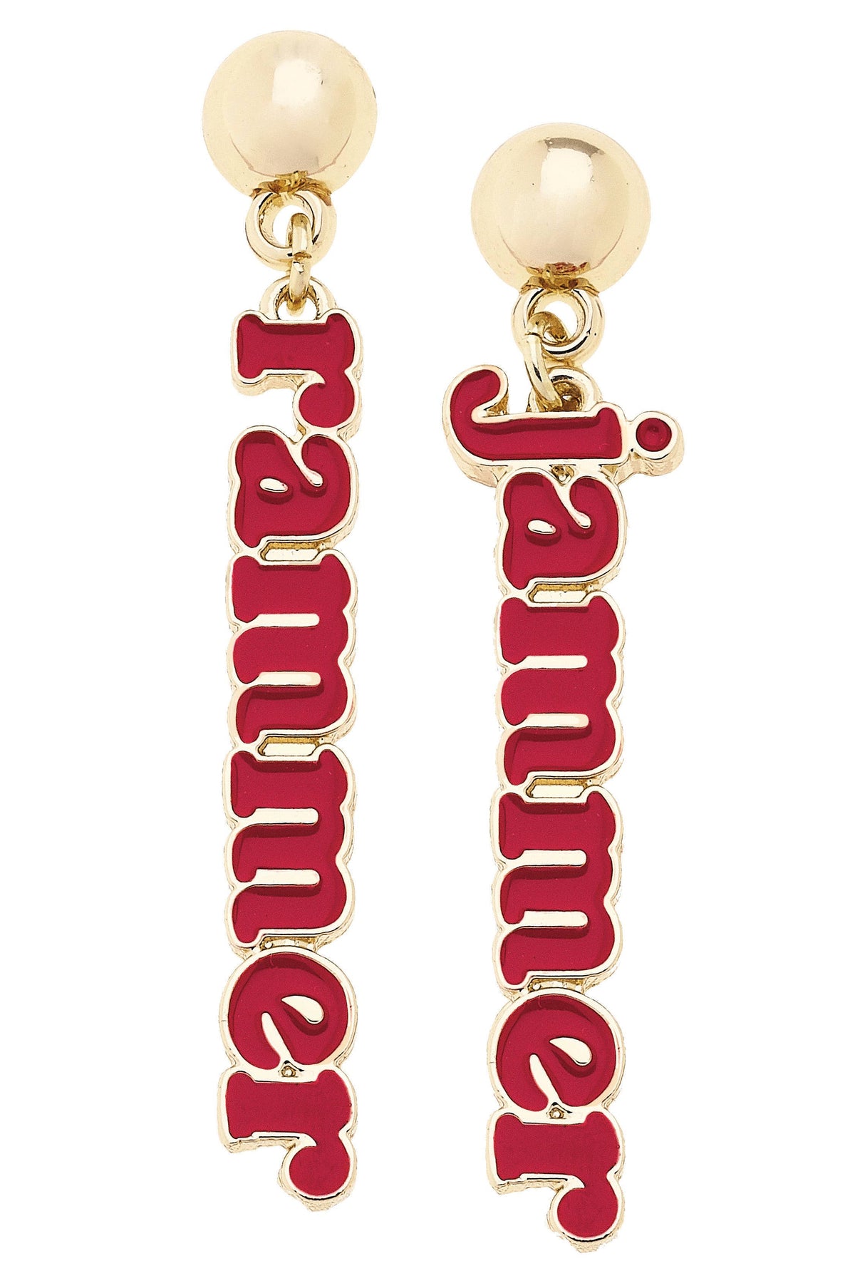 Alabama Crimson Tide Slogan Earrings in Crimson/Shiny Gold