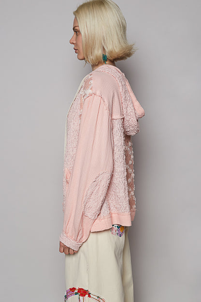 Blush Bloom Lace Hoodie Shirt