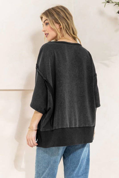 Plus Washed Knit Terry Top
