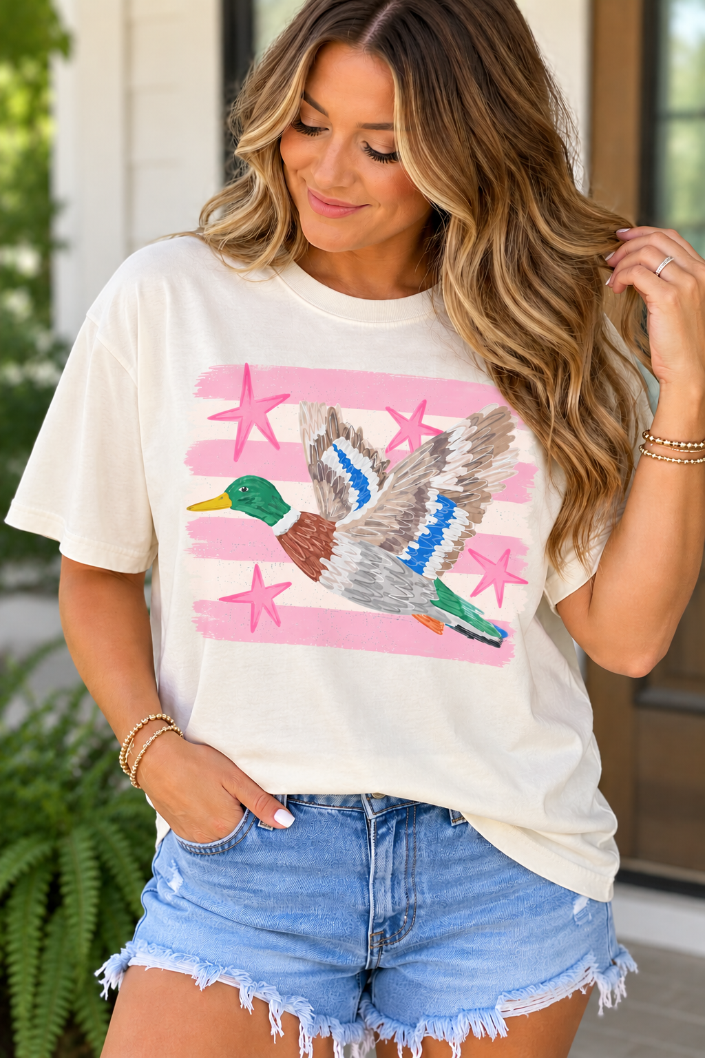 Pink Star Mallard Tee