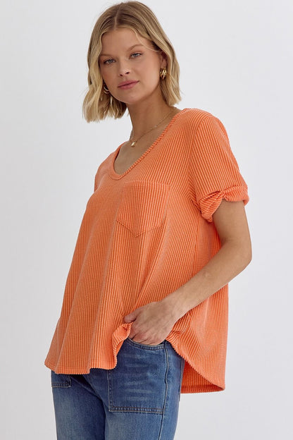 Ribbed V-Neck Top - 5 colors