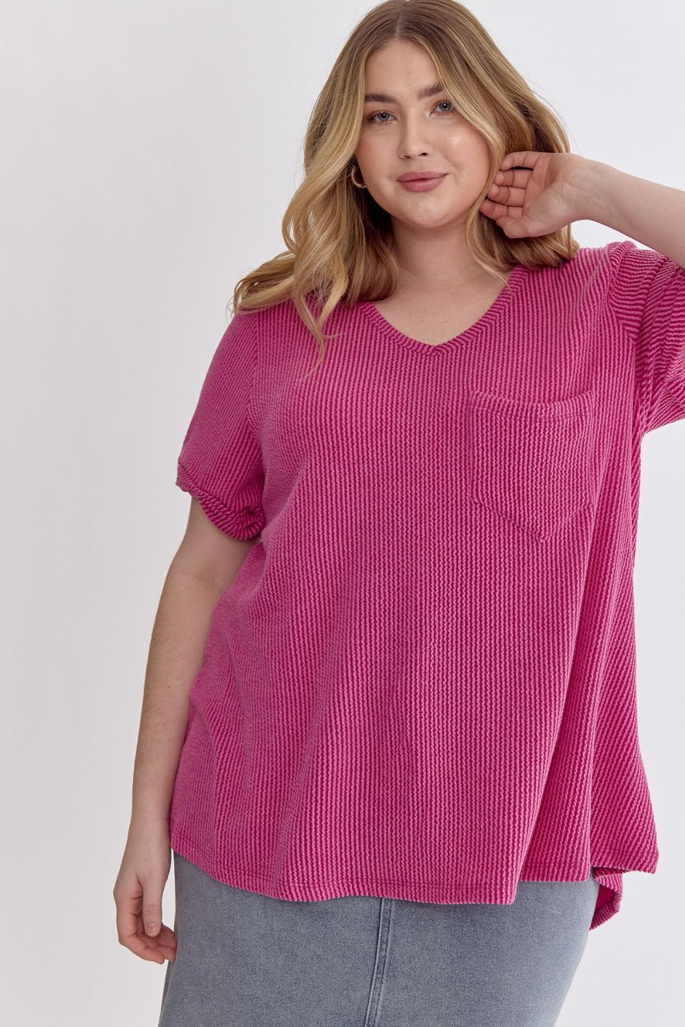 Ribbed V-Neck Top - 5 colors