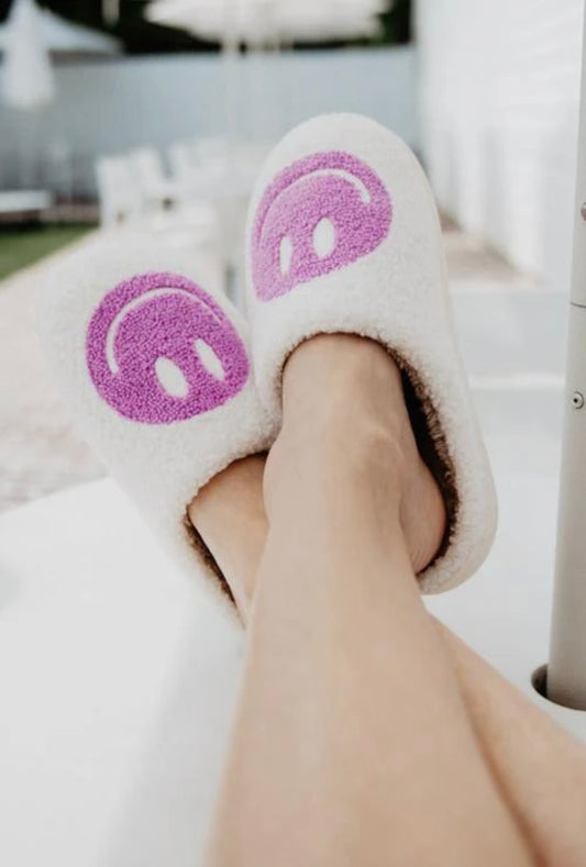 Purple Happy Face Slippers
