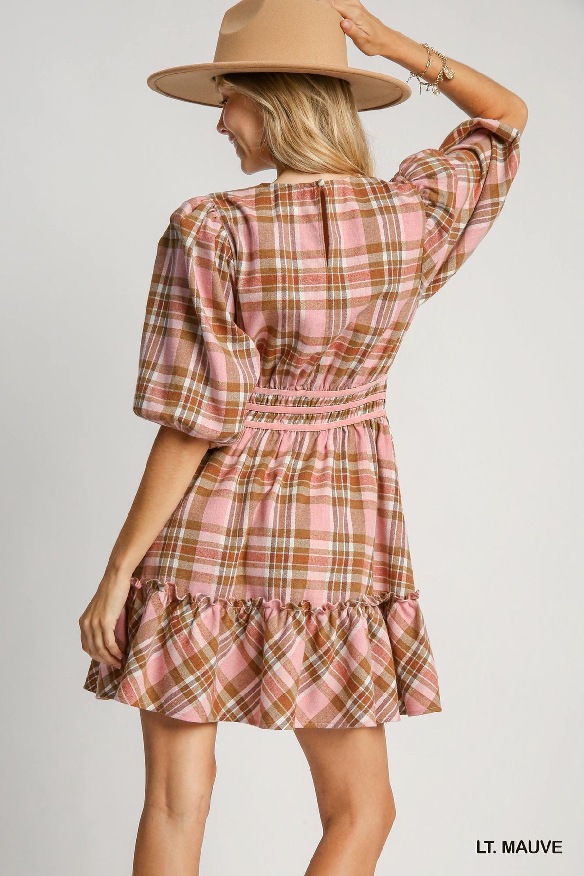 Fall for Plaid Mauve Dress