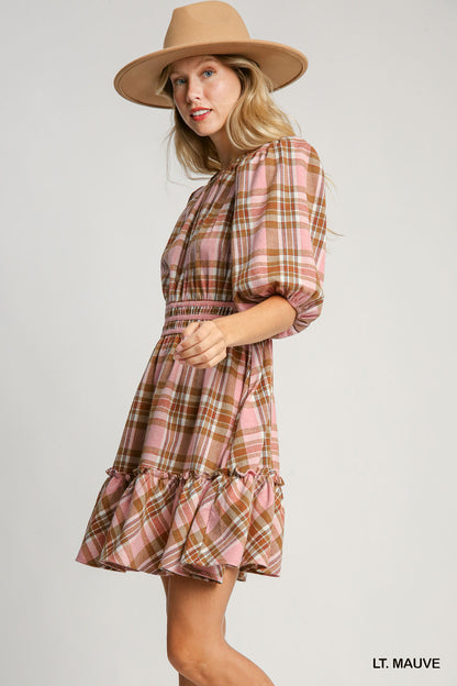 Fall for Plaid Mauve Dress