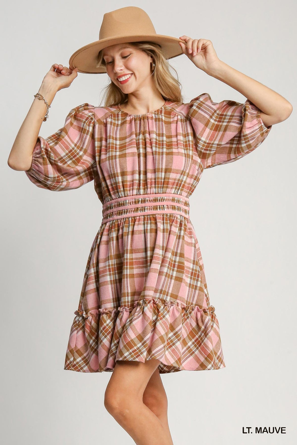 Fall for Plaid Mauve Dress