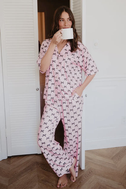 Pink and Black Bow Pajamas