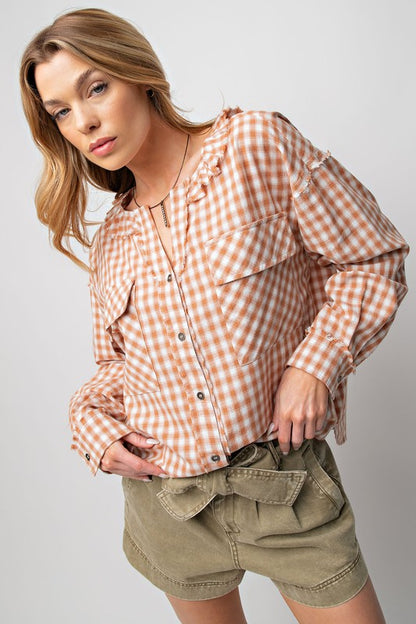 Plaid Fringe Button Down - 2 colors