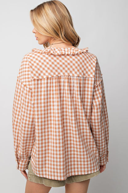 Plaid Fringe Button Down - 2 colors