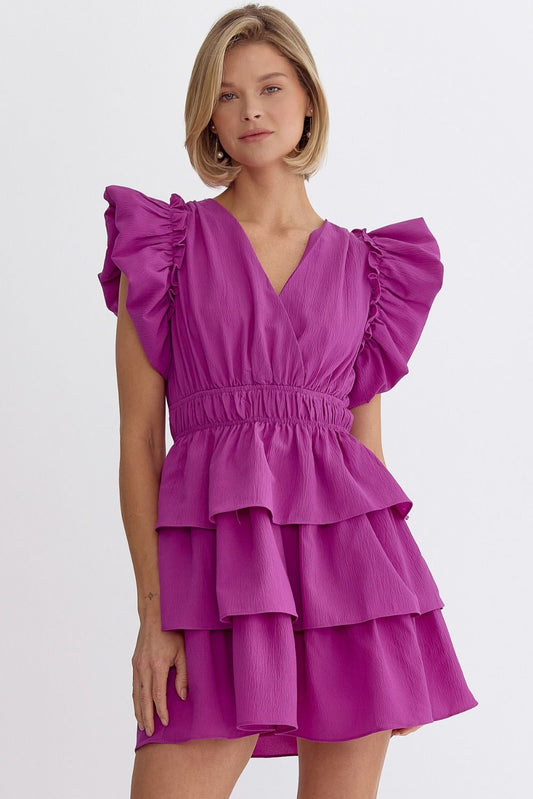 Ruffle Sleeve Mini Dress - 2 colors