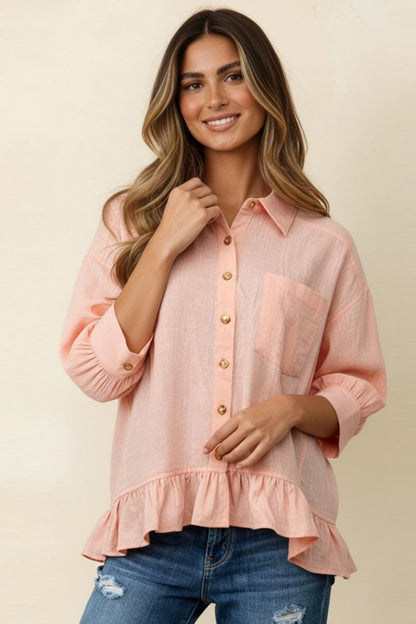 Collared Ruffle Top
