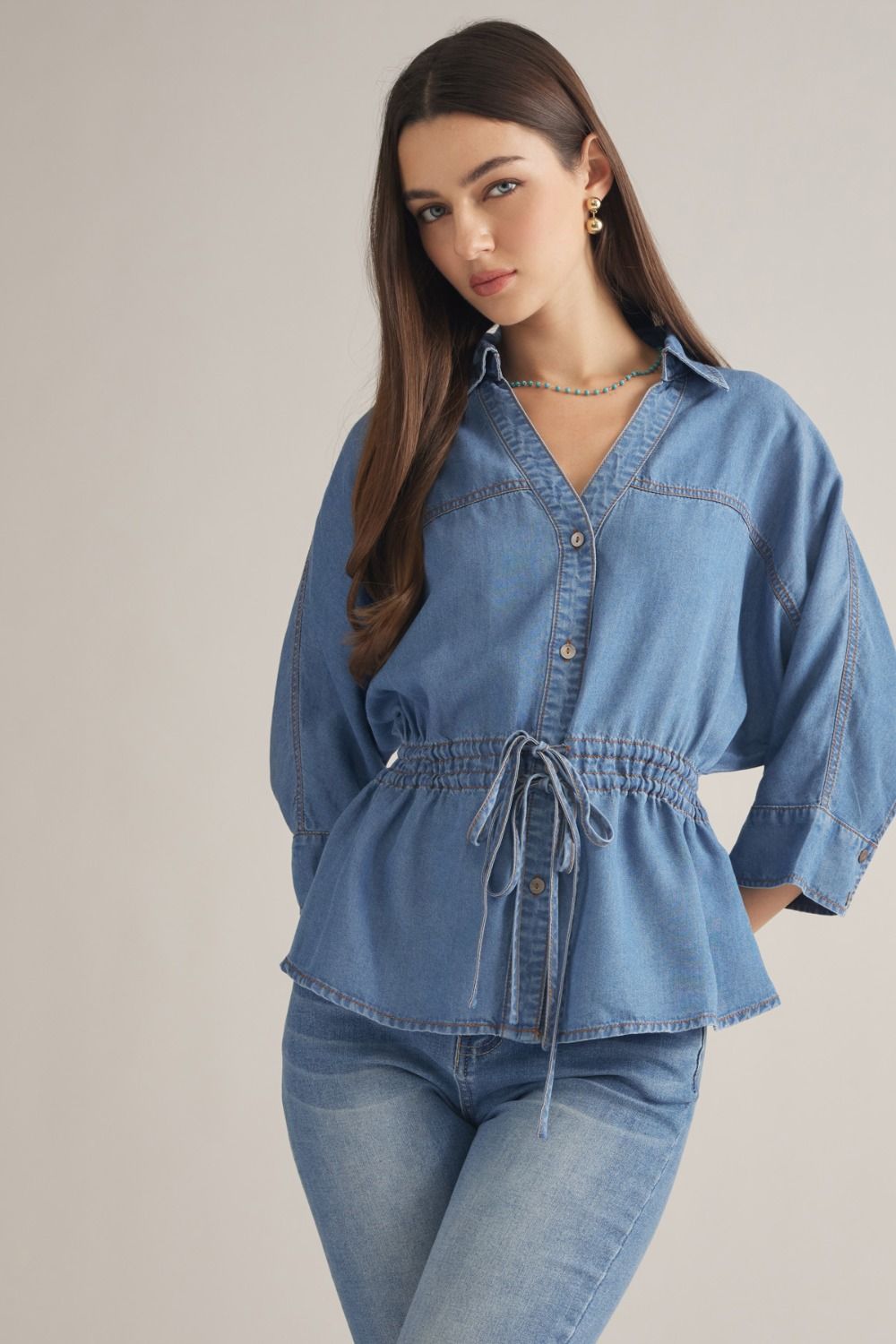 Denim Darling Cinched Top