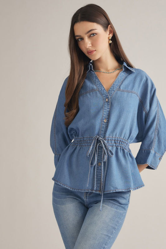 Denim Darling Cinched Top