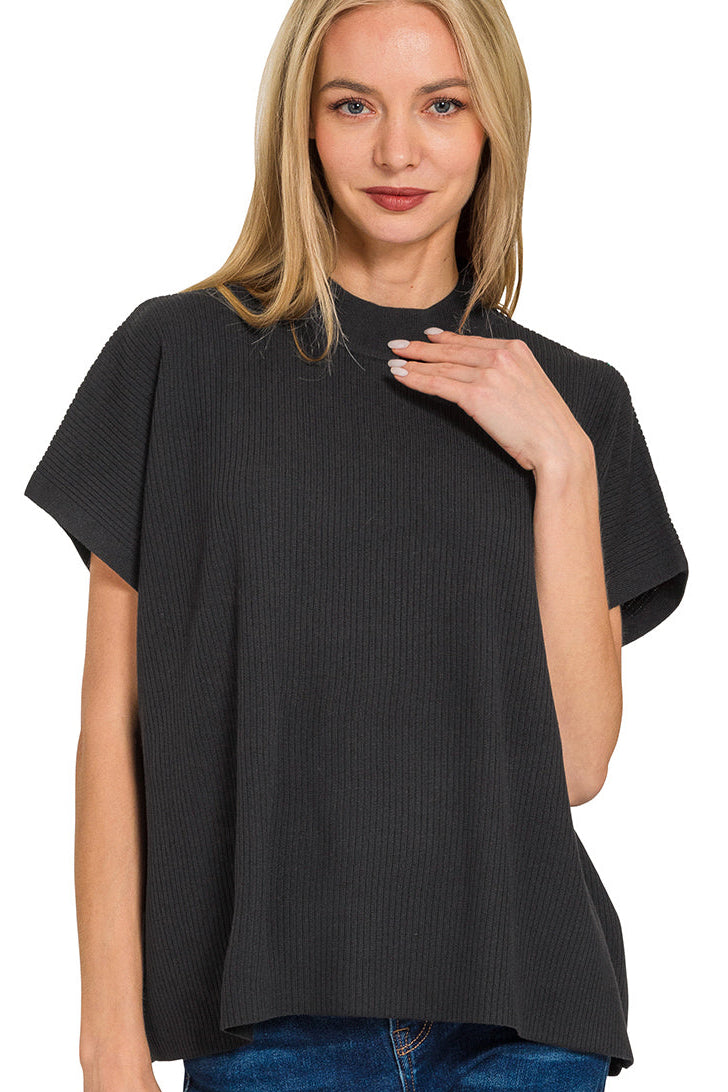 Zenana Mock Neck Short Sleeve Top