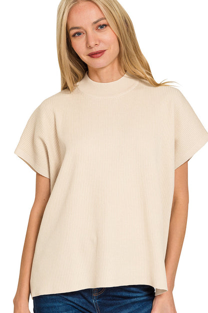 Zenana Mock Neck Short Sleeve Top