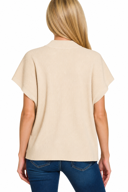 Zenana Mock Neck Short Sleeve Top