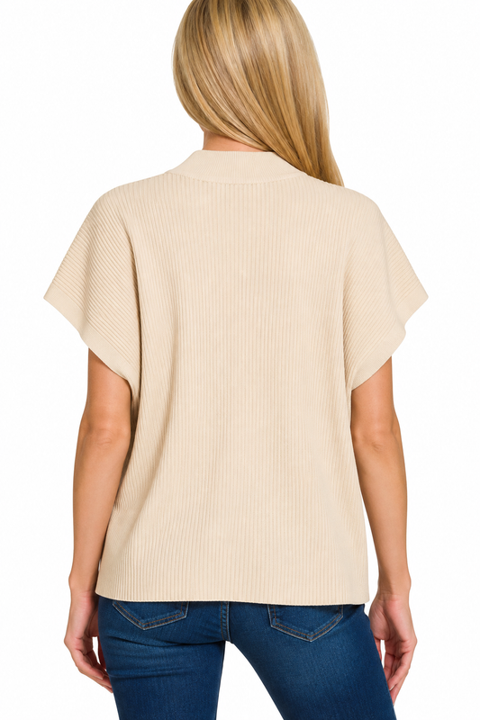 Zenana Mock Neck Short Sleeve Top