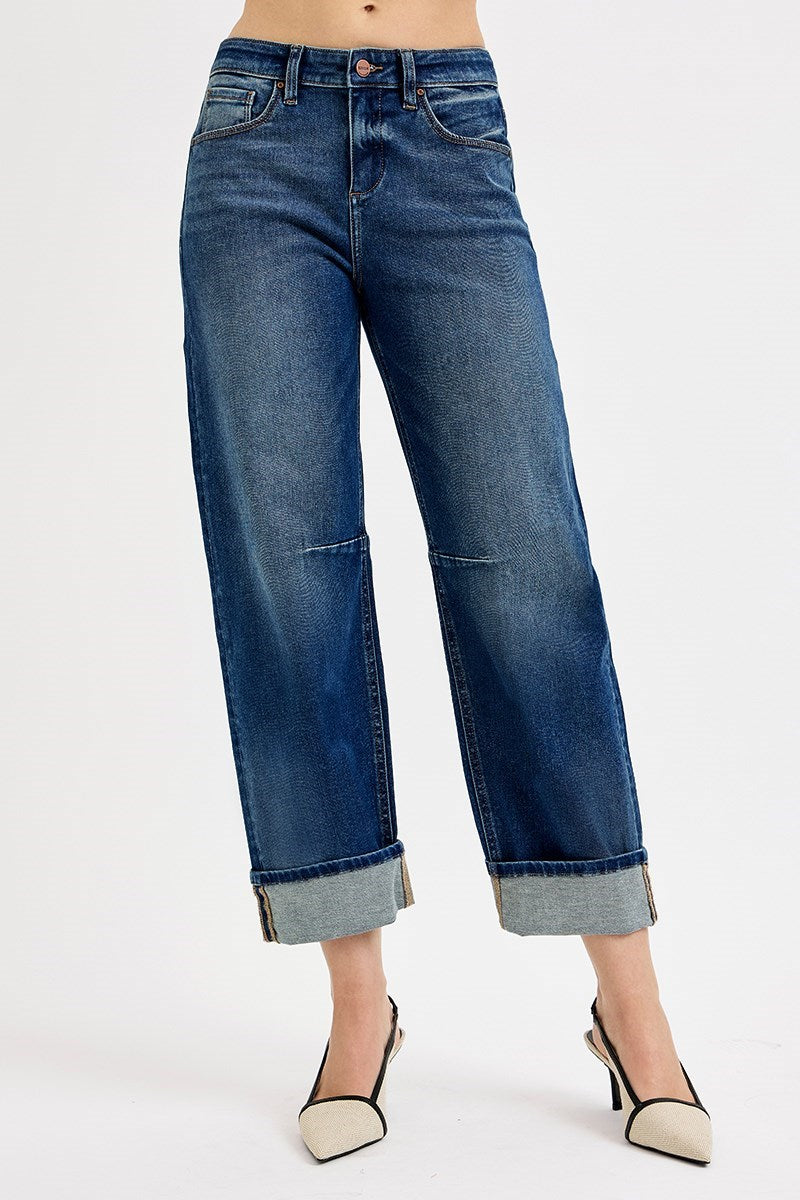 Barrel Cuffed Hem Jeans