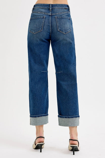 Barrel Cuffed Hem Jeans