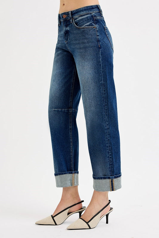 Barrel Cuffed Hem Jeans