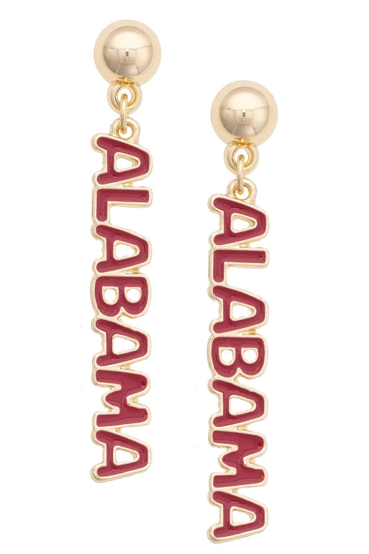 Alabama Crimson Tide Puffy Nameplate Earrings